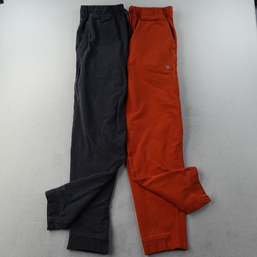 Lot 2 Mack Weldon Ace Sweatpants Mens Large Gray Orange Stretch Lounge Joggers